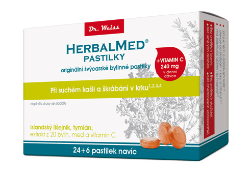 HERBALMED pastilky Dr. Weiss - pastilky při suchém kašli a škrábání v krku